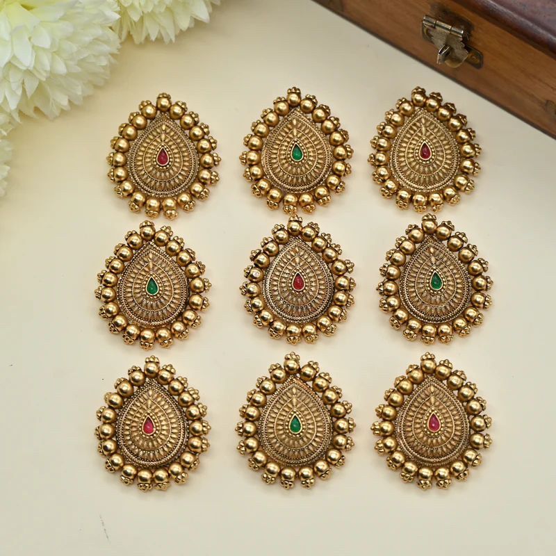 Kemp Tilak Set of 9 Bridal Choti Jada Billai